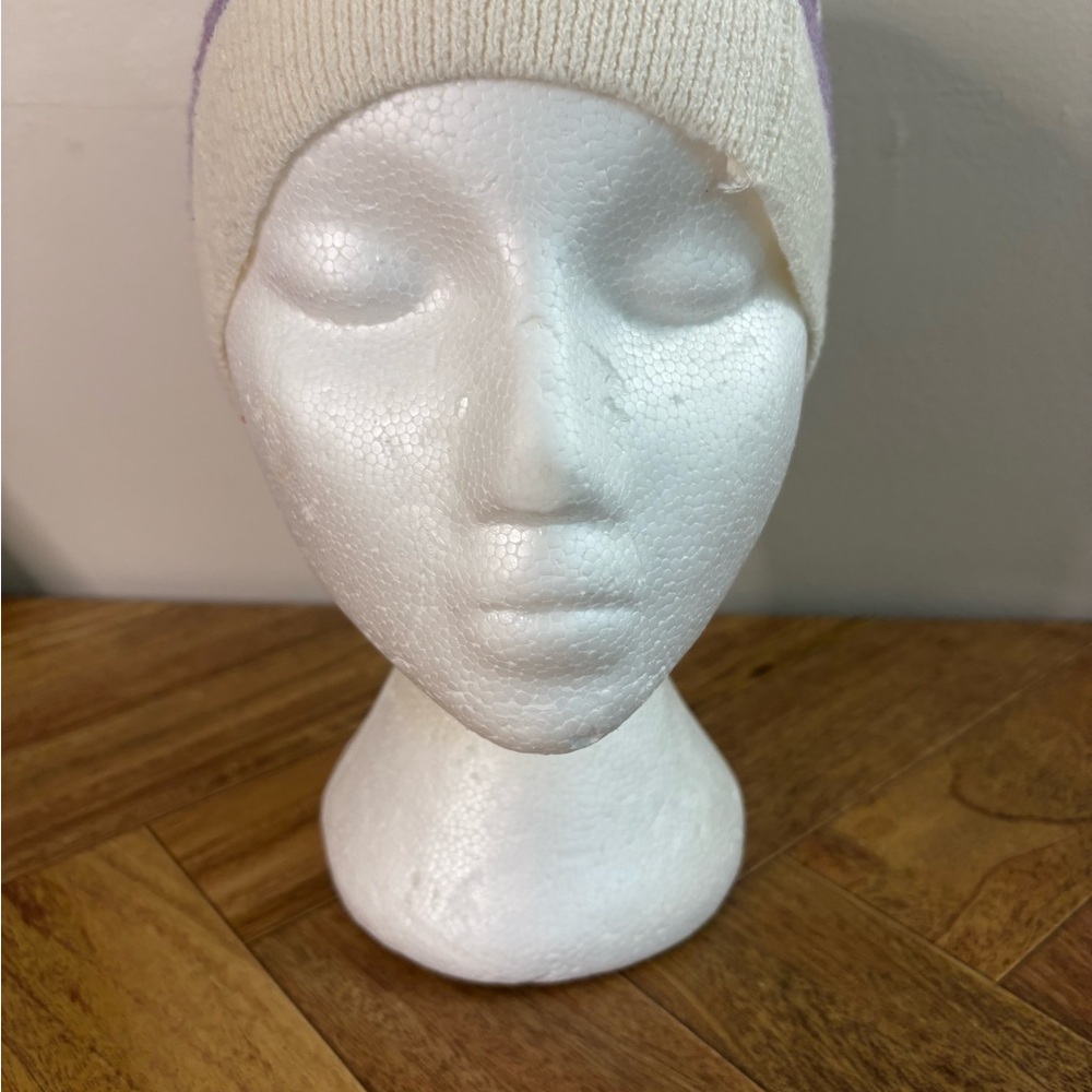 Christian Siriano Purple and Blue Striped Knit Hat winter - Picture 2 of 6